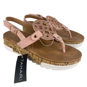Tahari Girls Thong Sandals Studded Medallion Pink Size 13 NWT